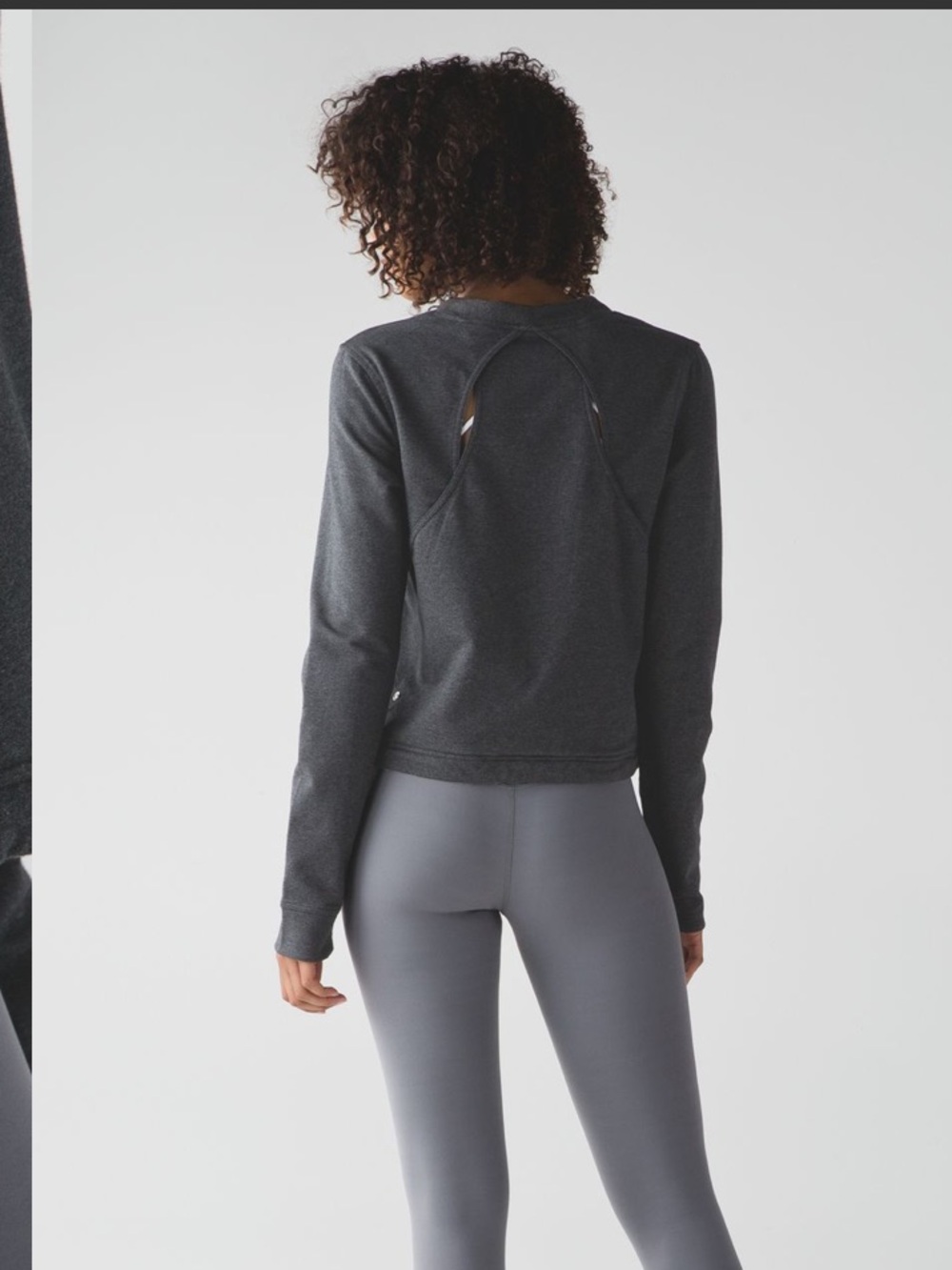 lululemon athletica Heathered Black Open-Back Getaway Crew Sweater